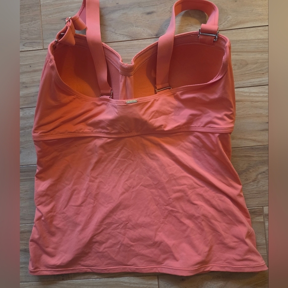 Anne Cole Twist Front Bandeau Tankini Top in Peach Size 18W - Picture 4 of 6